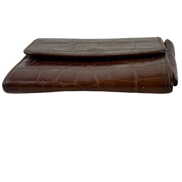 Talbots Croc Print Vintage Womens Small Wallet Card Holder Flap Pocket Leather - Picture 13 of 16